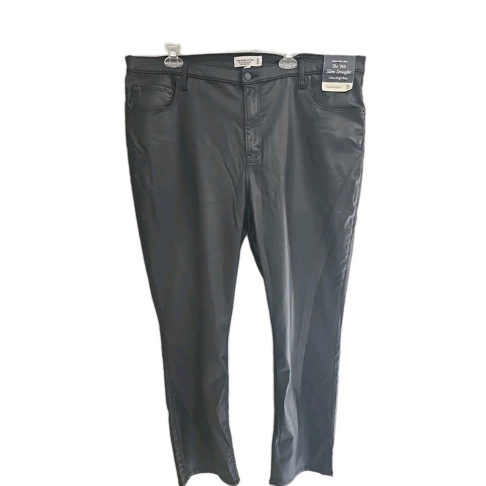 NWT Abercrombie & Fitch Black Slim Straight High Rise Jeans Womans Size 36/22‎